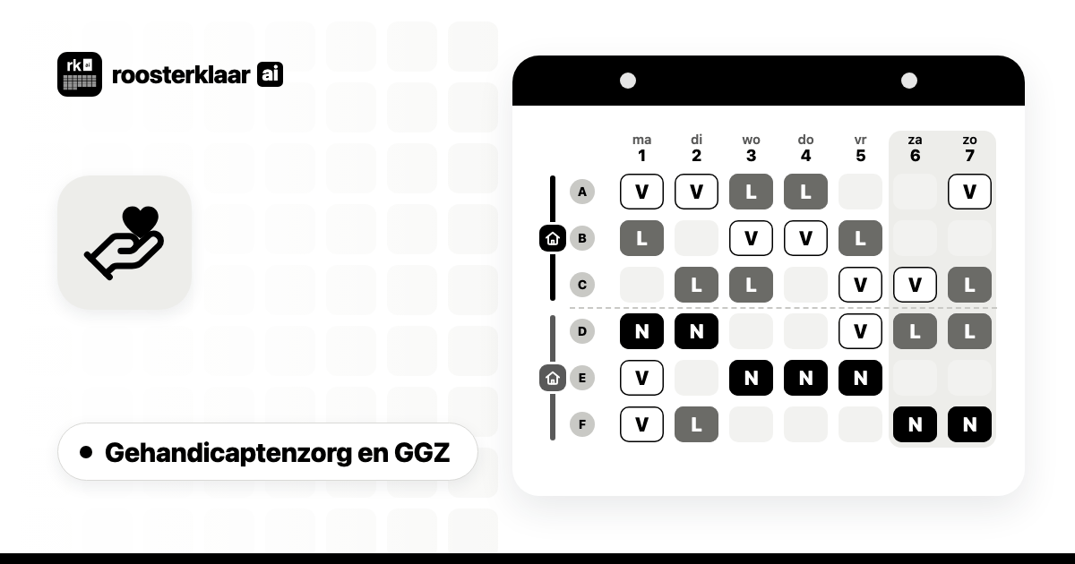 Illustratie: rooster voor gehandicaptenzorg en GGZ